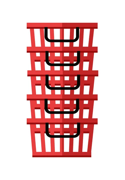 Montón de cestas de compras rojas — Vector de stock