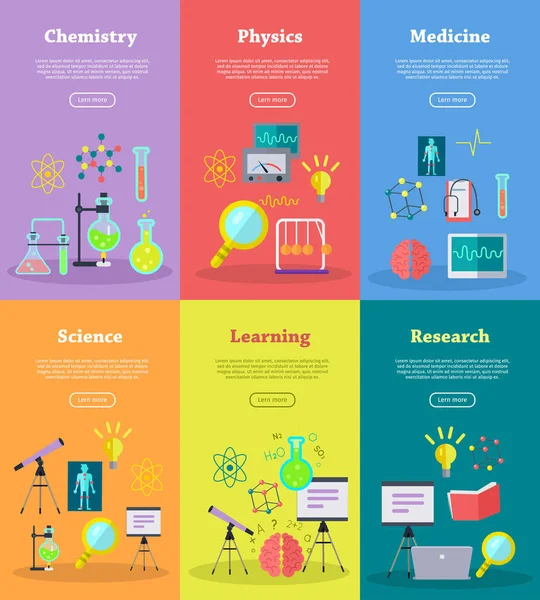 Science Web Banners Set — Stock Vector