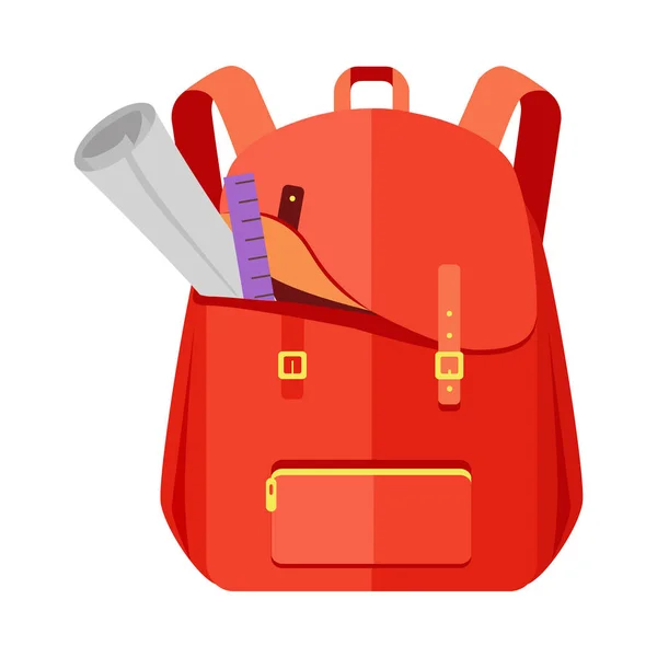 Repack Schoolbag Icon with Notebook Ruler — стоковый вектор