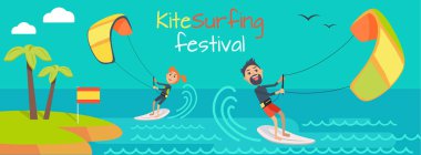 Kitesurfing Festivali afiş. Stil Kiteboarding