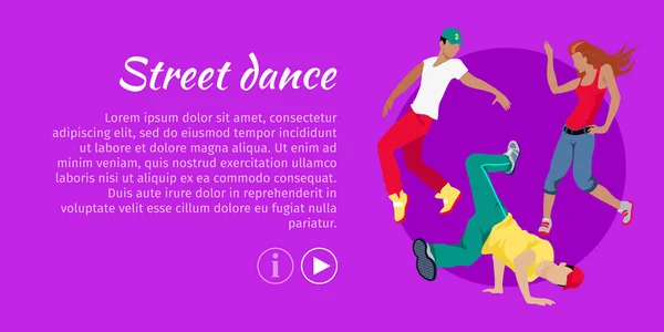 Street Dance koncepcja płaski wektor bannery — Wektor stockowy