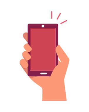 Hareket eden telefon içinde el zil Isolated beyaza kadar