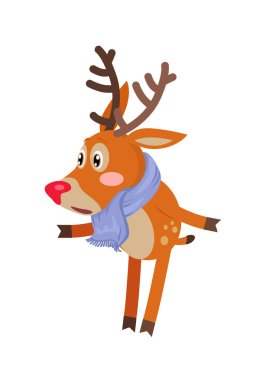 Mavi eşarp izole beyaz karışık geyik.