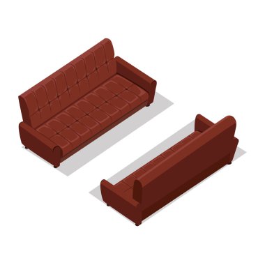 Deri kanepe illüstrasyon izometrik projeksiyon