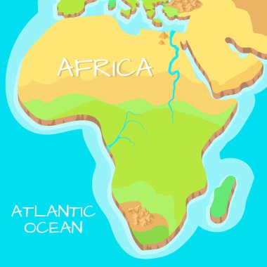 Afrika izometrik harita doğal konumlar.