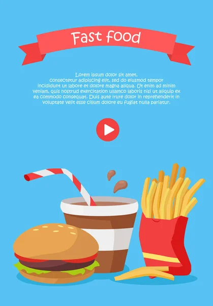 Fast-Food estilo plano conceitual vetor Web Banner — Vetor de Stock