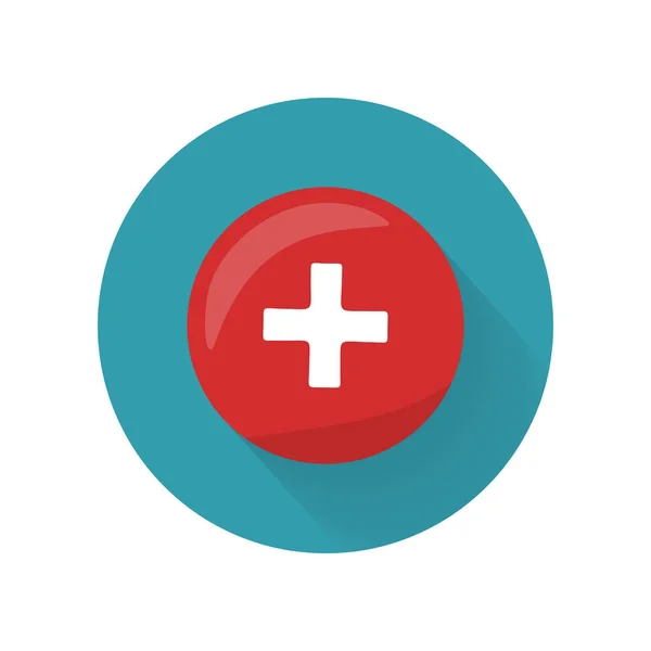 Red Cross Icon on Button. First Medical Aid Sign — Stock Vector