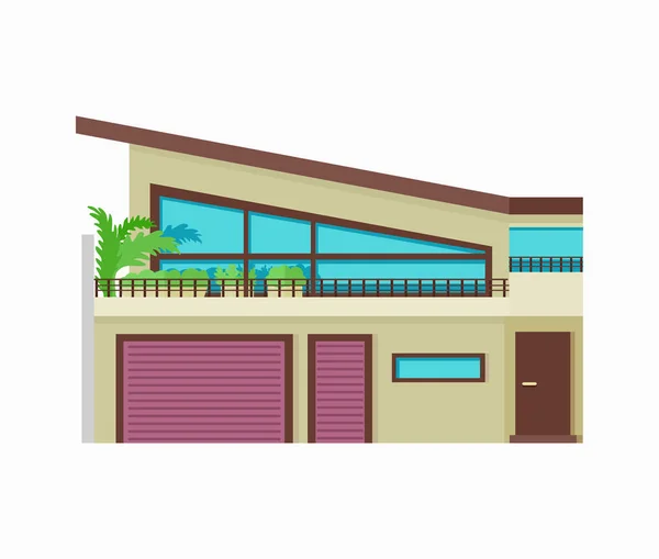 Glückliches Haus mit Terrasse Banner Plakatvorlage. — Stockvektor