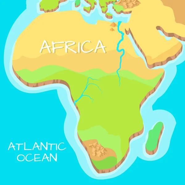 África Mapa Isométrico com Atrações Naturais . — Vetor de Stock