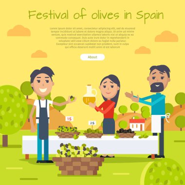 İspanya Web Banner Zeytin Festivali. Düz stil