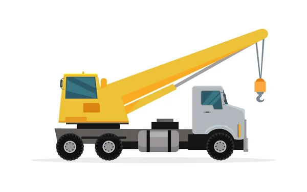 Vetor de guindaste de caminhão telescópico em design plano — Vetor de Stock
