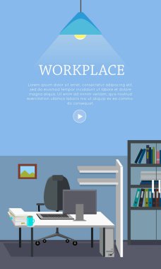 İş yeri kavramı vektör Web Banner düz tasarım
