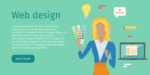 Diseño Web Vector Web Banner en estilo plano — Vector de stock