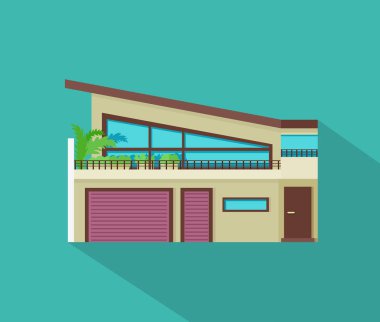 Teras afiş Poster şablonu ile mutlu ev.