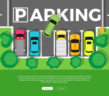 Park üstten görünüm vektör Web Banner düz tasarım