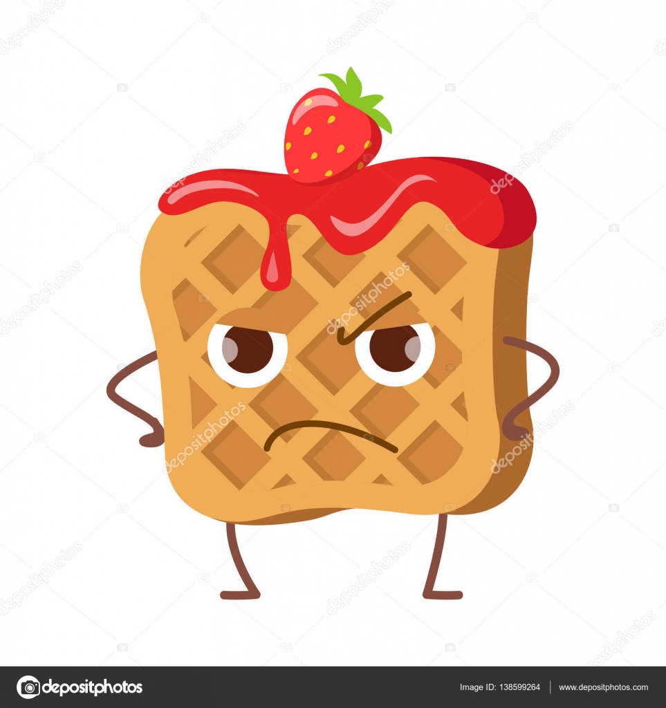 Upset Waffle With Jam And Strawberry Isolated Stock Vector Image By C Robuart