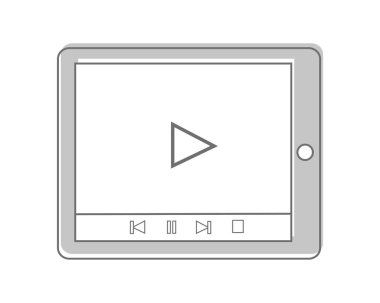 Beyaz izole tablet. Video pazarlama