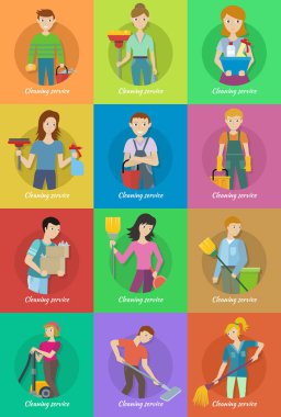 Temizlik servisi personel üyesi topluluğu