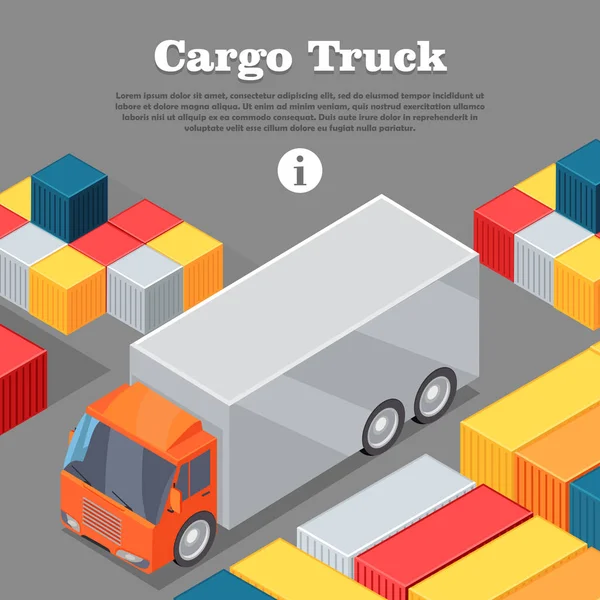 Cargo Truck dan Intermodal Containers Web Banner . - Stok Vektor