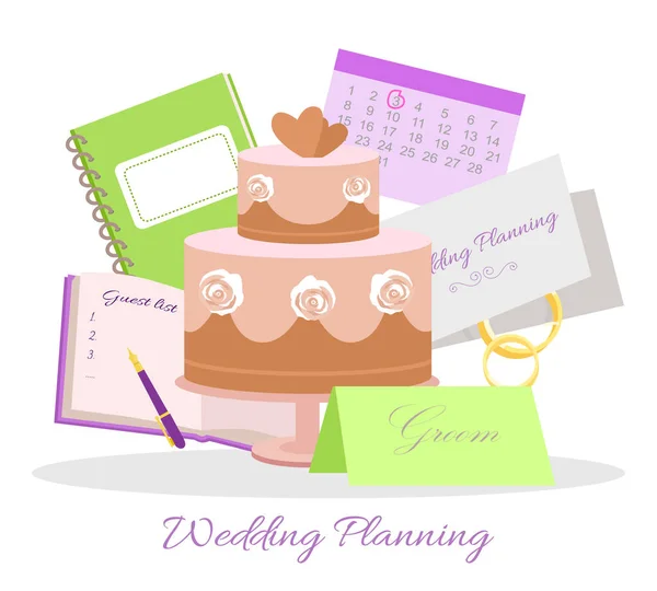 Conceito de Vetor de Planejamento de Casamento em Design Flat — Vetor de Stock
