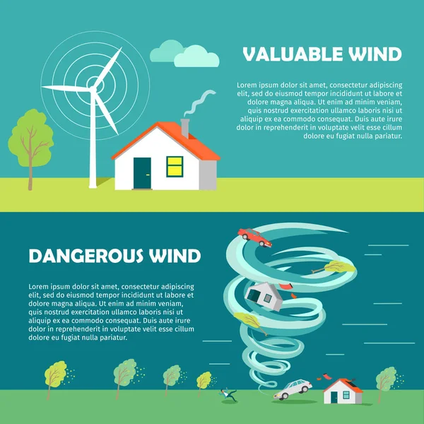 Valuable, Dangerous Wind Banners. Strength Levels — Stock Vector