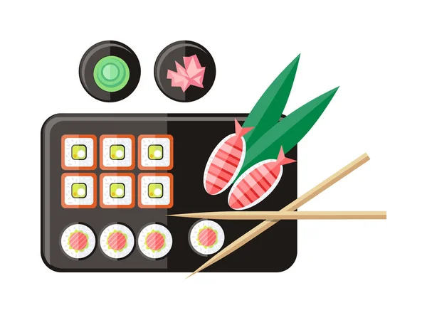 Japansk mat Illustration i platt stil. Vektor — Stock vektor