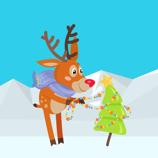 Dibujos animados del vector de la decoración del árbol de Navidad — Vector de stock