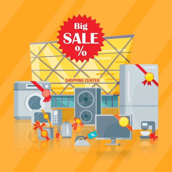 Gran venta en Electronics Store Vector Flat Concept — Archivo Imágenes Vectoriales