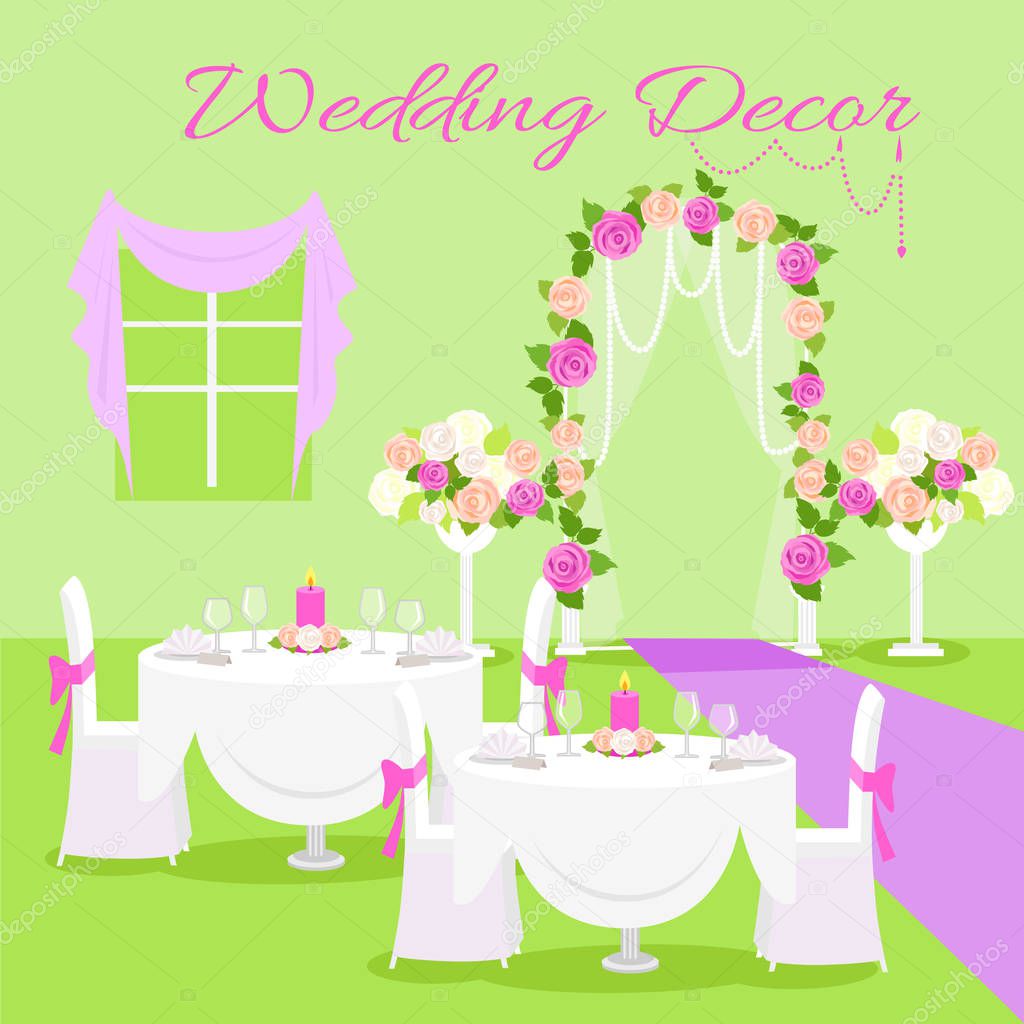 Wedding Ceremony Decor Flat Design Vector Concept