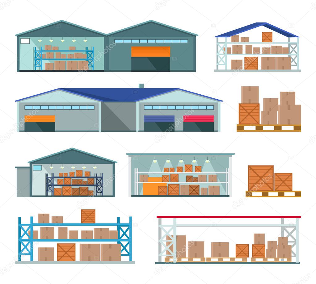 Set of Warehouses for Goods Storing and Delivering.