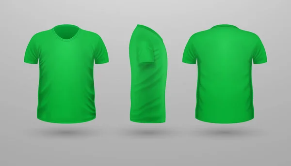 T-shirt Teplate Set. Vista frontal traseira. Vetor —  Vetores de Stock