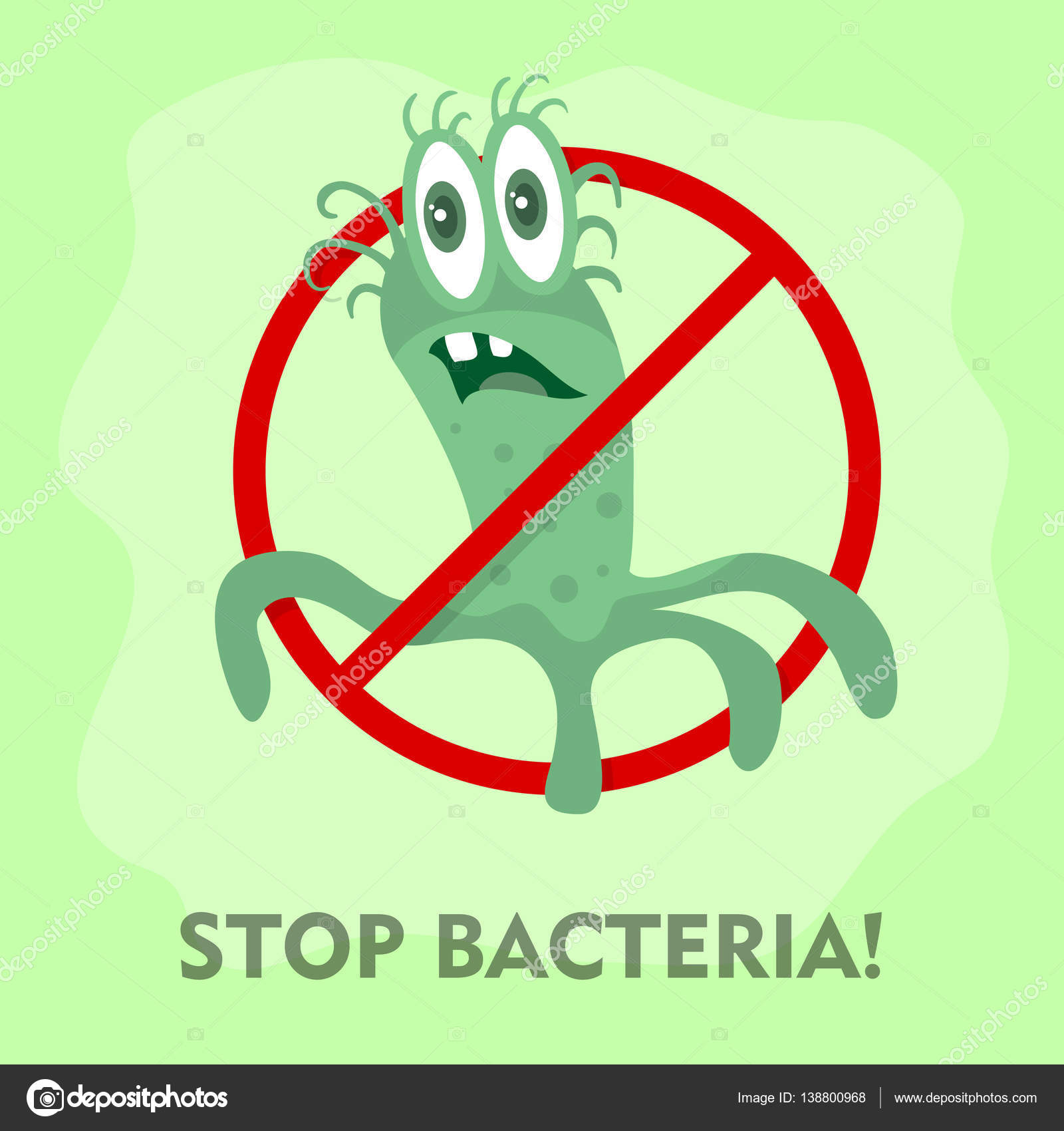  Stop  Bacteria Cartoon Vector Illustration No Virus   Stock 