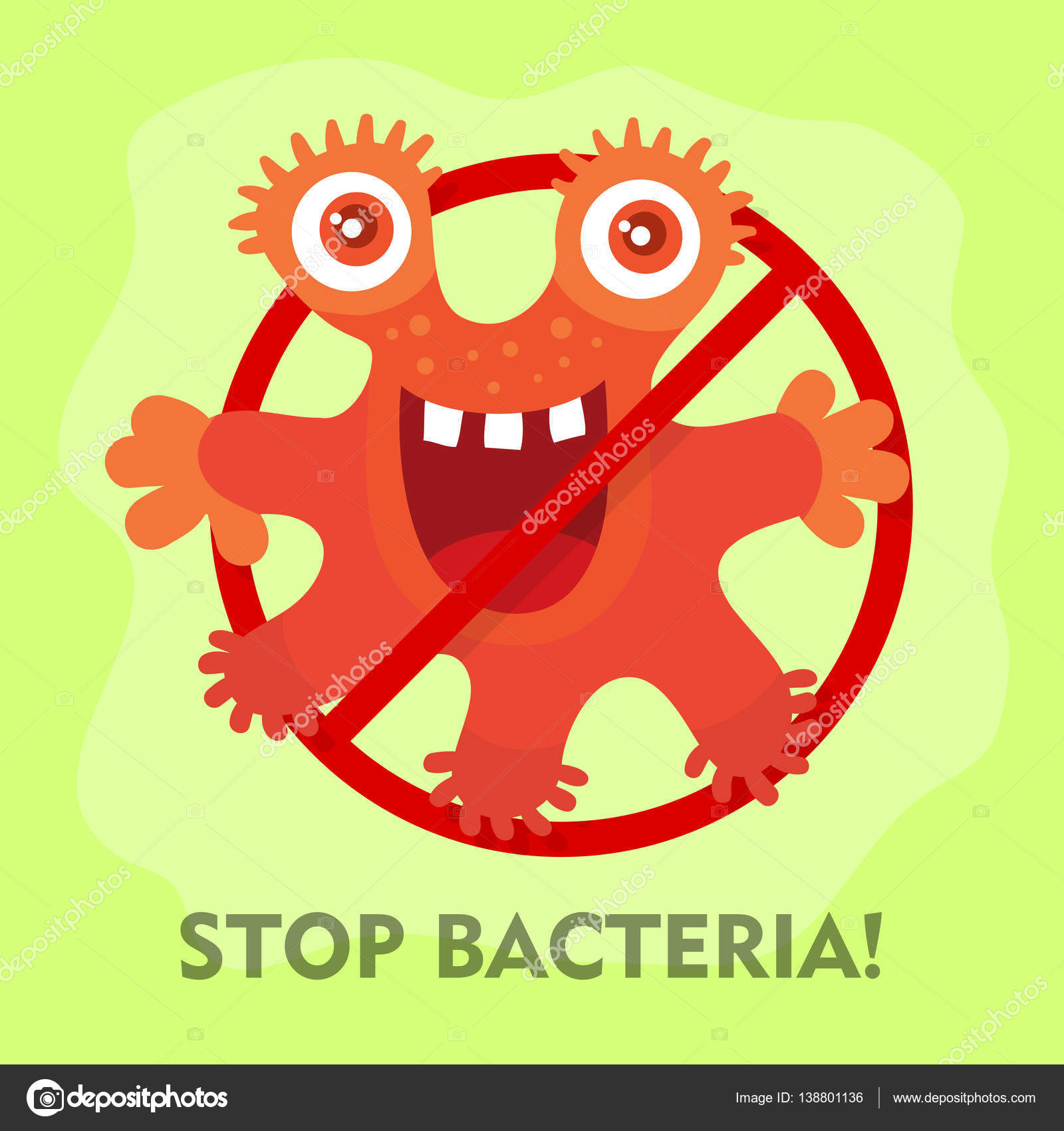 Vettoriale stockFermare batteri fumetto vettoriale Illustrazione Nessun  virus di ©robuart #138801136, image size:963x1024