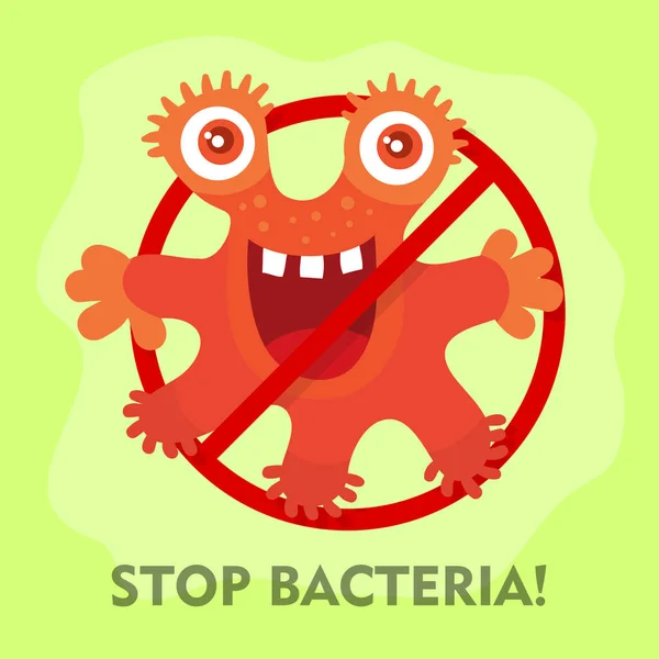Stop Ilustrasi Kartun Bakteri Vektor Tanpa Virus - Stok Vektor