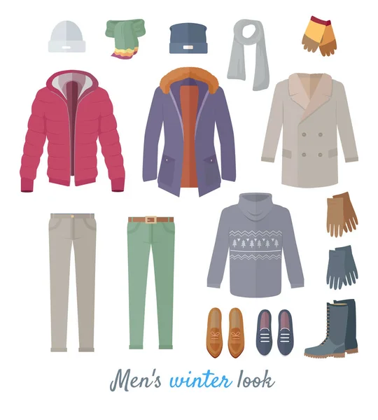 Herren Winter Look Vektorkonzept in flachem Design — Stockvektor