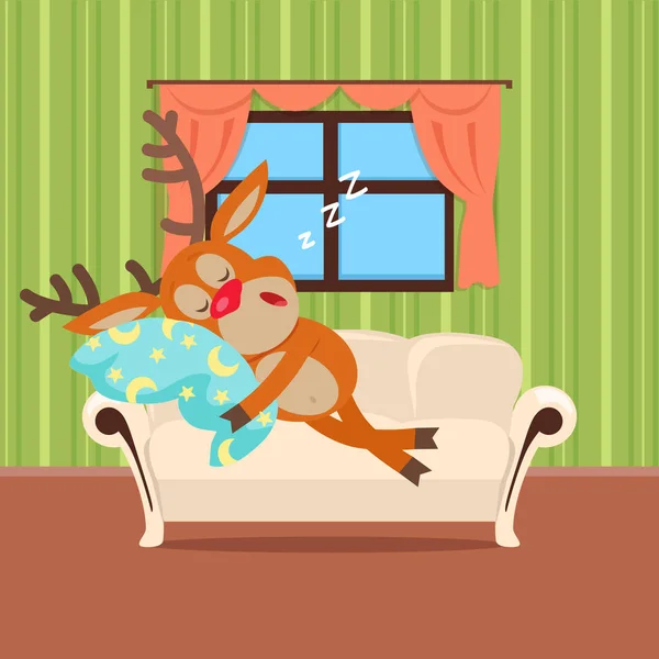 Sweet Sleeping at Home Conceito de Vetor de Desenhos Animados — Vetor de Stock