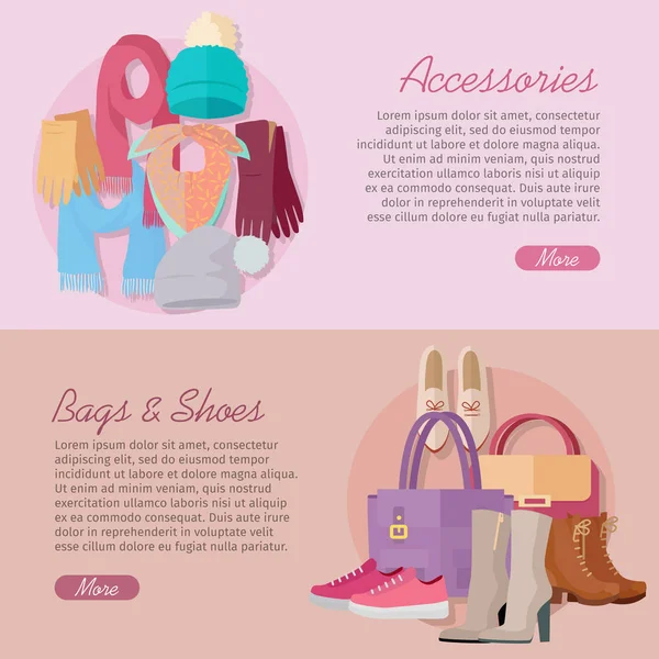 Bolso, zapatos y accesorios para mujer. Nueva colección — Archivo Imágenes Vectoriales