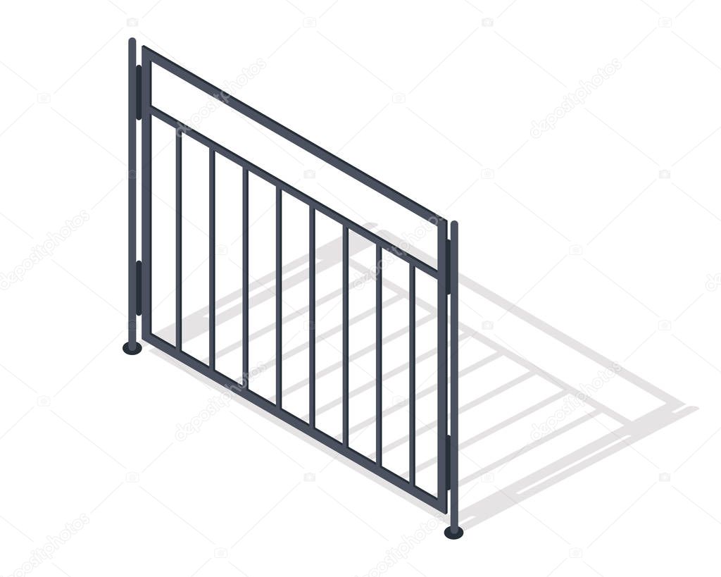Steel Fence Section Vector In Isometric Projection