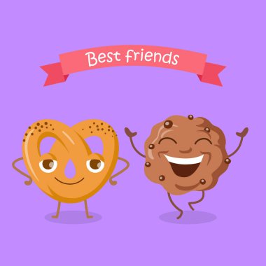 En iyi arkadaşlar yumuşak Pretzel ve Çikolata Bisküvi