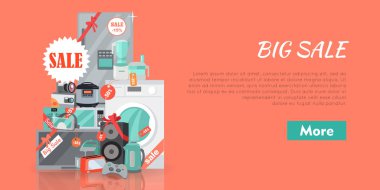 Büyük süper Web satışı büyük başlığı. Ev aletleri