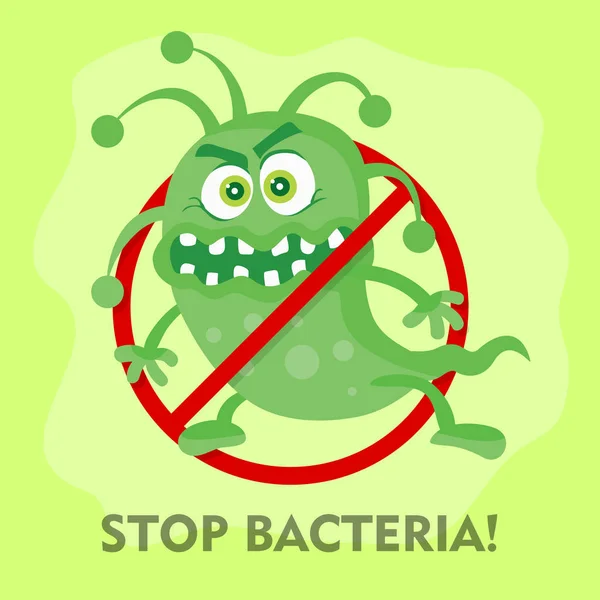 Stop baktériumok rajzfilm vektor illusztráció nincs vírus — Stock Vector
