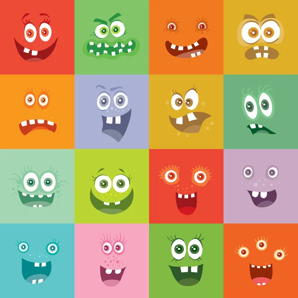 Canavarlar Set gülümseyerek. Mutlu mikrop gülümseme karakterler