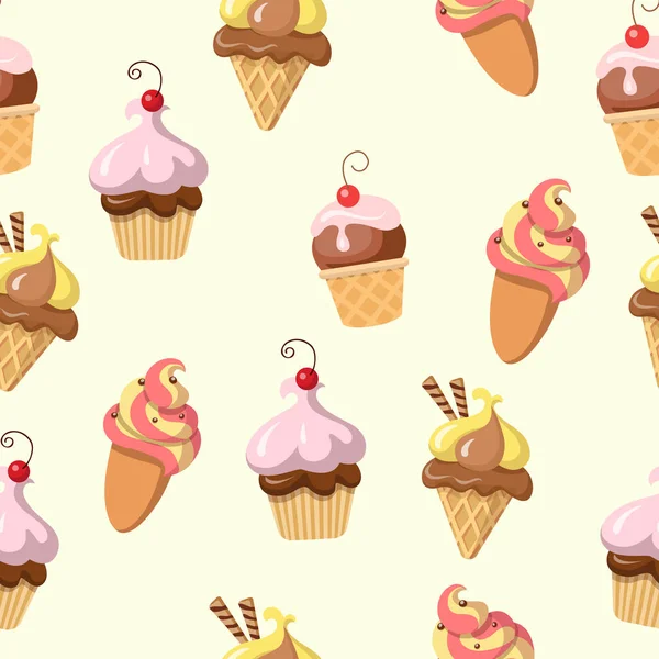 无缝模式新鲜美味冰淇淋孤立 — 图库矢量图片