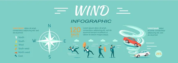 Wind Infographic Flat Design Vector Illustration — Stock Vector
