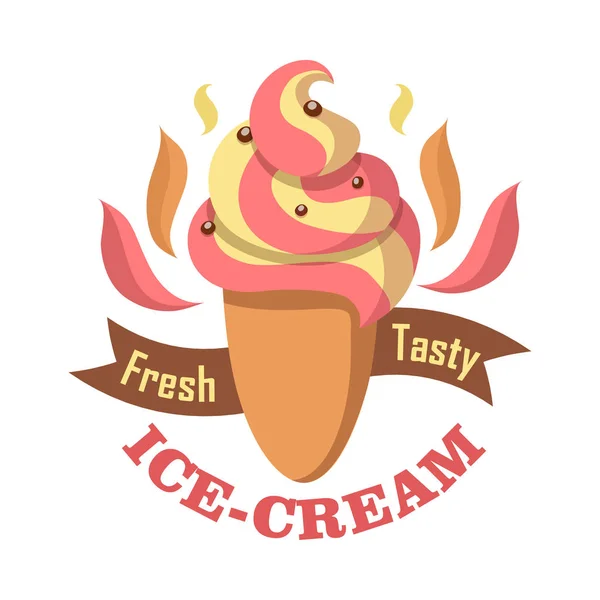 Friss, ízletes Ice-Cream logó elszigetelt fehér — Stock Vector