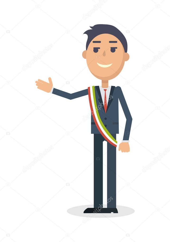 Mayor Character Flat Style Vector Illustration