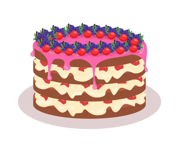 Bon appétit. Bannière Web de gâteau festif. Chocolat — Image vectorielle