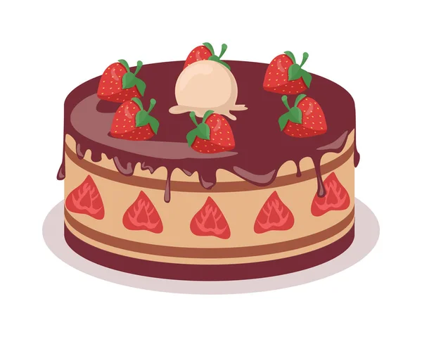Bon Appetit. Banner da Web de bolo festivo. Chocolate — Vetor de Stock