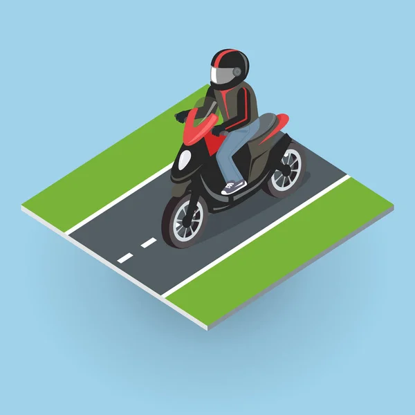 Motor Bike on the Road. Top View — Stock Vector