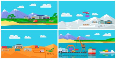 Dünya çapında ambar tasarım düz. Lojistik